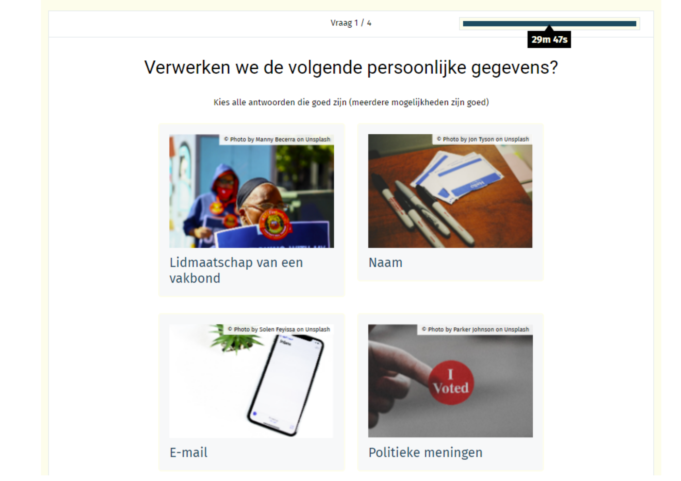 Screenshot examens functie